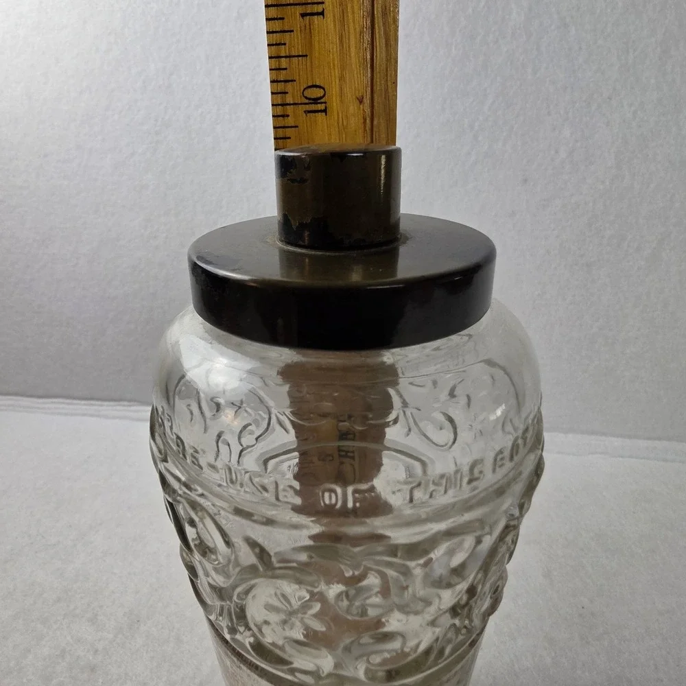 Vintage Jim Beam Bonded Beam Embossed Glass Liquor Pour Bottle w/ Metal Spout